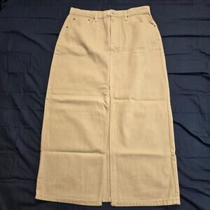 NWOT Wish List Long Denim Jean Y2K Maxi Skirt Beige Size L